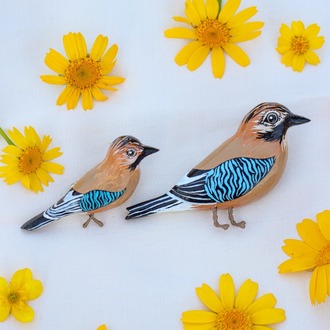 Alakarga Kuşu BROŞ (Garrulus glandarius) (lütfen opsiyon kısmından ölçü seçiniz)