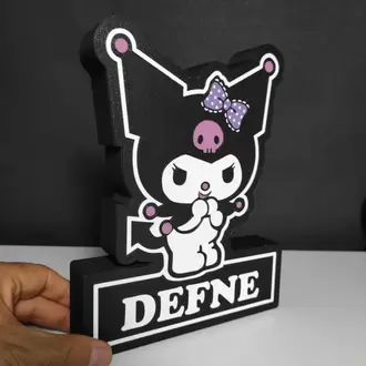 3D Kuromi İsim Yazılabilir Masa Aksesuar (Led Takılabilir - Ledsiz )