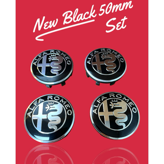 Alfa Romeo 50mm New Black Jant Göbeği Seti
