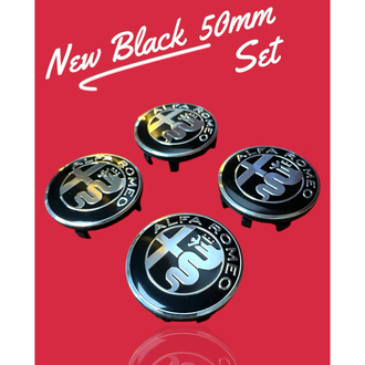 Alfa Romeo 50mm New Black Jant Göbeği Seti