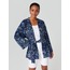 Alleggria Paula Siyah Zemin İndigo Çiçek Baskı Kimono E64804