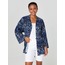 Alleggria Paula Siyah Zemin İndigo Çiçek Baskı Kimono E64804
