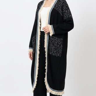 Oversize payet detaylı kimono kap