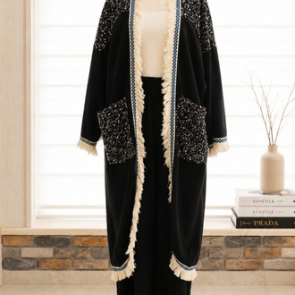Oversize payet detaylı kimono kap