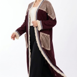 Oversize payet detaylı kimono kap