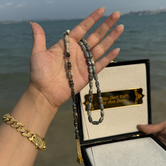 Kişiye özel kadife kutu kesme kehribar set 