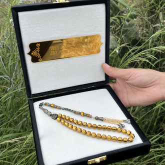 Kişiye özel kadife kutu kehribar set 