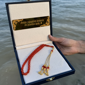 Kişiye özel kadife kutu Tesbih set 