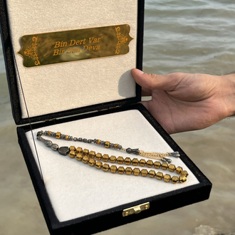 Kişiye özel kadife kutu kehribar set 