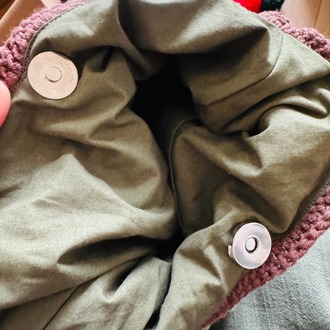 Yeşil zara motif örgü çanta, Astarlı