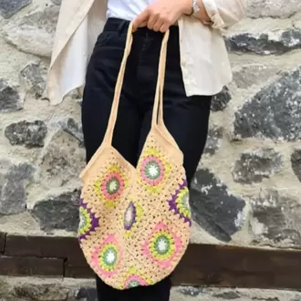 Kahverengi örgü çanta, astarlı