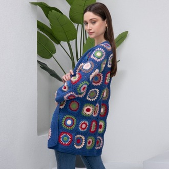 Zara motif lacivert Örgü Hırka