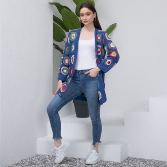 Zara motif lacivert Örgü Hırka