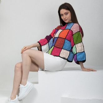 Patchwork Örgü Kazak