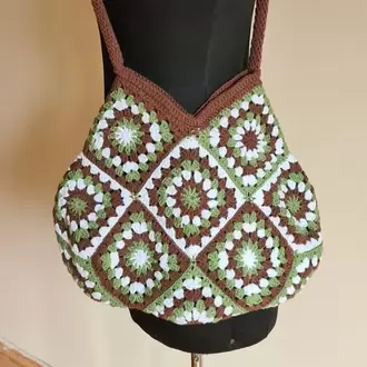Yeşil zara motif örgü çanta, Astarlı