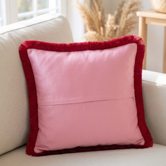 Pembe At Desenli Dekoratif 43x43cm Kare Kırlent Kılıfı