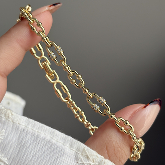 İthal Vintage seri mini taş işlemeli zincir bileklik