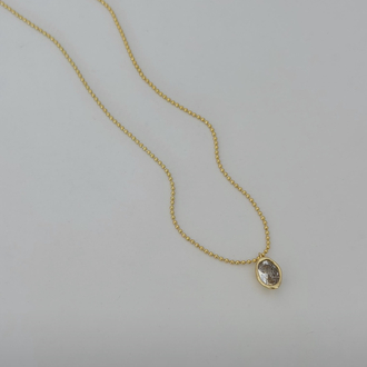 Özel seri oval taşlı mini top zincirli kolye 14K
