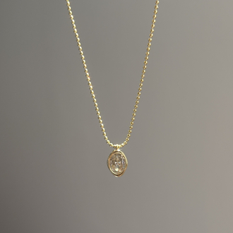 Özel seri oval taşlı mini top zincirli kolye 14K