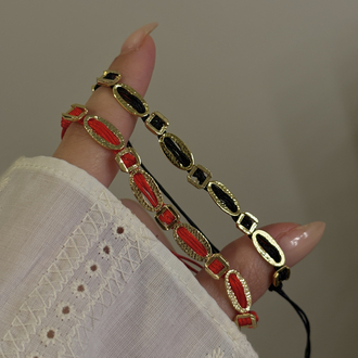 Vintage seri oval plaka bileklik