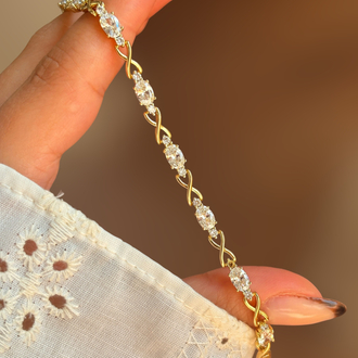 Xuping vintage seri oval taşlı X plaka bileklik