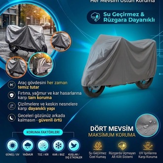 Premium Su Geçirmez Motosiklet Brandası - 4 Mevsim Dış Mekan Korumalı,Rüzgara Dayanıklı