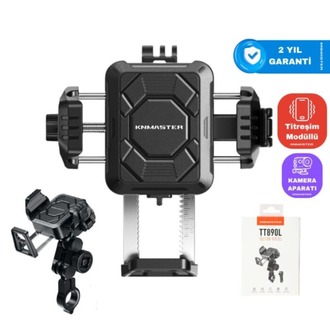 KNMASTER TT890L Titreşim Önleyicili Motosiklet Telefon Tutucu (Kamera Bağlantılı)