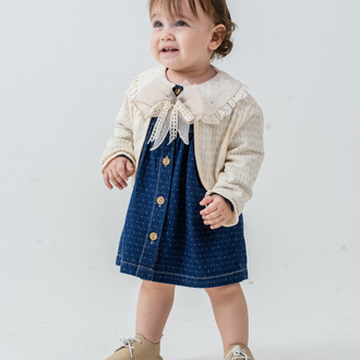 Triko bolerolu denim elbise