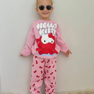kız çocuk hello kitty üç iplik pembe ikili takım