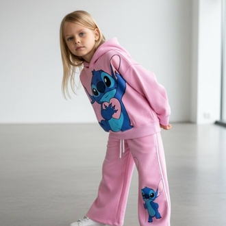 kız çocuk stitch iki iplik kapüşonlu alt üst takım