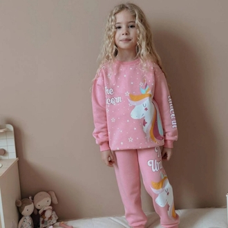 kız çocuk unicorn üç iplik şardonlu kışlık yumuşacık takım