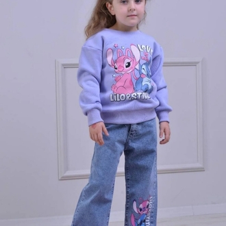 kız çocuk lilo stitch sweet kot pantolonlu takım