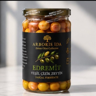 660 ml Olive Edremit Yeşil Çizik Zeytin Doğal Fermente