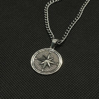 925 Ayar Gümüş Pusula (Compass) Erkek Kolye