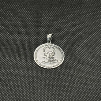 925 Ayar Gümüş Atatürk Portre ve İmza Erkek Kolye