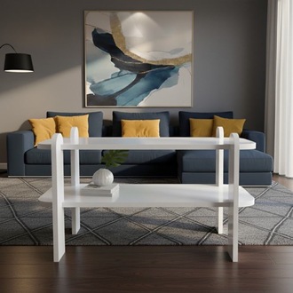 Şık ve Kullanışlı Beyaz Düz Salon Sehpası 80*30*47