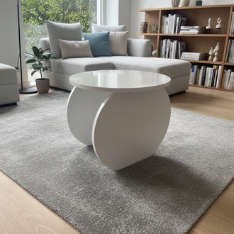 Modern Tasarım Orta Sehpa-Zigon Sehpa– Beyaz 50x44cm