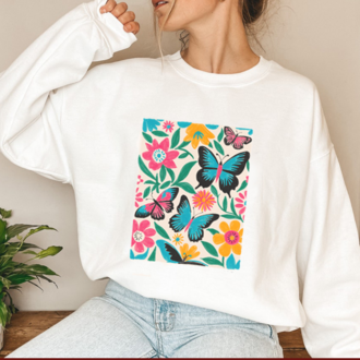 Çiçek Tasarımlı Sweatshirt