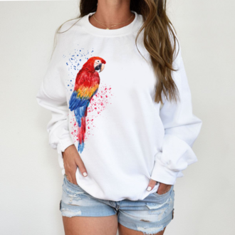 Papağan tasarım Sweatshirt