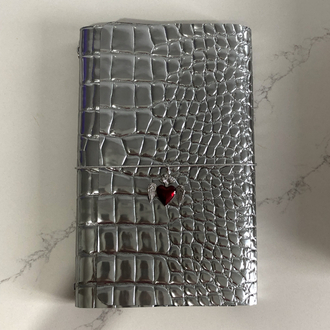 A5 Gümüş Gerçek Deri Defter Kılıfı