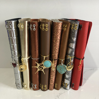 A5 Gümüş Yılan Desen Deri Defter Kılıfı