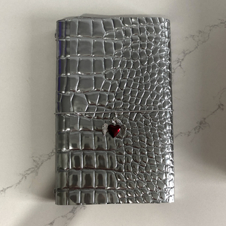 A5 Gümüş Gerçek Deri Defter Kılıfı