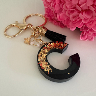 Glitter Asil Serisi Epoksi Reçine Harf Anahtarlık.