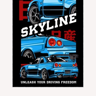 Nissan Skyline R34 Oyun Odası Halısı Gamer Odası Dekoratif Kaymaz Taban Yıkanabilir