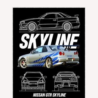 Nissan Skyline R34 Oyun Odası Halısı Gamer Odası Dekoratif Kaymaz Taban Yıkanabilir