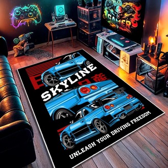 Nissan Skyline R34 Oyun Odası Halısı Gamer Odası Dekoratif Kaymaz Taban Yıkanabilir