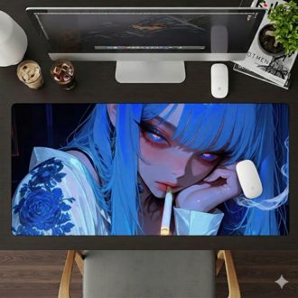 Anime Girl Smoking Kişiye özel tasarım gaming mousepad ile setup’inı tamamen sana özel