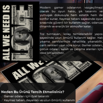 Dekoratif Kaymaz ALL WE NEED IS LOVE Gamer Halı
