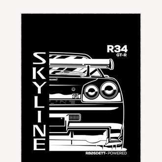 Nissan Skyline R34 Oyun Odası Halısı Gamer Odası Dekoratif Kaymaz Taban Yıkanabilir