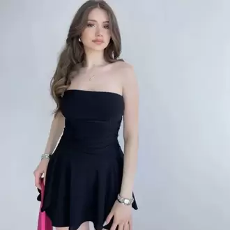 Kadın Straplez Sandy Kumaş Şortlu Prenses Etek Mini Klos Elbise- Siyah